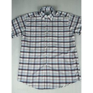 LL Bean Traditional Fit Short Sleeve Plaid Button Down Shirt Men's 16.5 REG